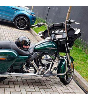Kit Rider para Harley-Davidson Touring com Embreagem Hidráulica: Guidão Ape Hanger Robust 1.1/4" + Cabos - Inox Polido