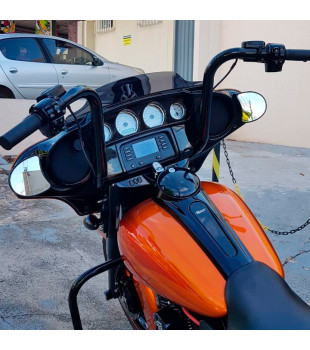 Kit Rider: Guidão Ape Hanger Robust 1.1/4" + Cabos para Harley-Davidson Touring com Embreagem Mecânica - Preto
