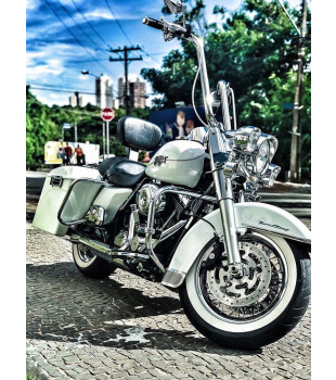 Kit Rider para Harley-Davidson Touring Road King com Embreagem Hidráulica: Guidão Ape Hanger Robust 1.1/4" + Cabos - Inox Polido
