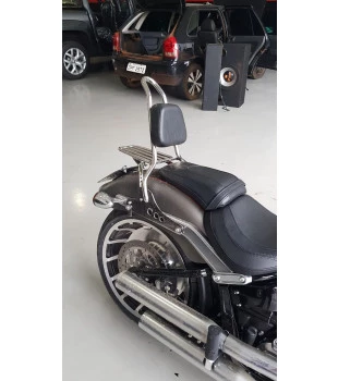 Sissy Bar King 20" Destacável para Harley-Davidson Softail Fat Boy com Bagageiro Removivel - Inox Polido