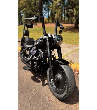 Kit Guidão King Curve Rhino 2” + Cabos Mecânicos sem Acelerador Eletrônico para Harley-Davidson Softail Line - Preto