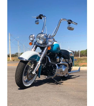 Kit Chicana Style para Harley-Davidson Softail com Guidão Ape Curve Brutale 1.1/2" Inox + Riser + Cabos Sem Acelerador Eletrônico