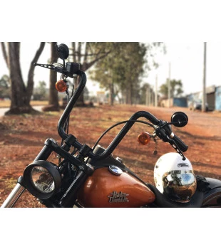 Kit Rider para Harley-Davidson Softail sem Acelerador Eletrônico: Guidão Ape Hanger Robust 1.1/4" + Cabos - Preto
