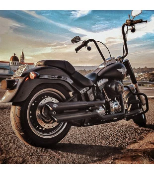 Guidão Ape Hanger Classic Robust 1.1/4" para Harley-Davidson Softail Fat Boy - Preto