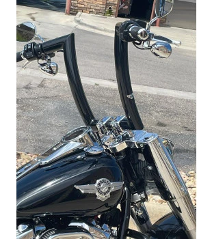 Kit Guidão King Curve Rhino 2” + Cabos Mecânicos com Acelerador Eletrônico para Harley-Davidson Softail Line - Preto