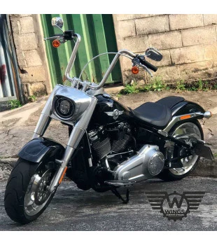 Kit Rider para Harley-Davidson Softail com Acelerador Eletrônico: Guidão Ape Hanger Robust 1.1/4" + Cabos - Inox Polido