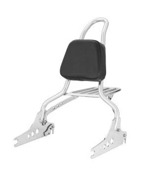 Sissy Bar King 20" Destacável para Harley-Davidson Softail Street Bob com Bagageiro Removivel - Inox Polido