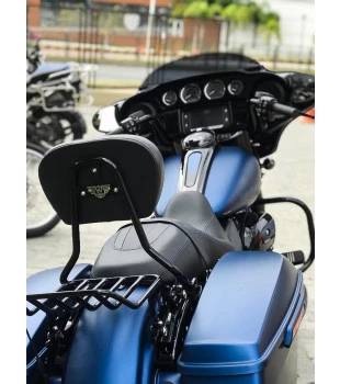 Sissy Bar King Low 16" Destacável para Harley-Davidson Touring Electra Glide com Bagageiro - Preto
