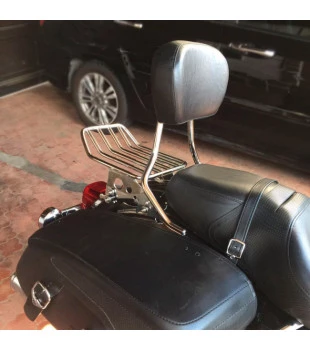 Sissy Bar King Low 16" Destacável para Harley-Davidson Touring Street Glide com Bagageiro - Inox Polido