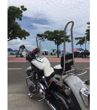 Sissy Bar King 30" Destacável para Harley-Davidson Softail Deluxe com Bagageiro Removivel - Inox Polido