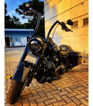 Guidão King Clean Quinado Robust 1.1/4" para Harley-Davidson Touring Road King - Preto
