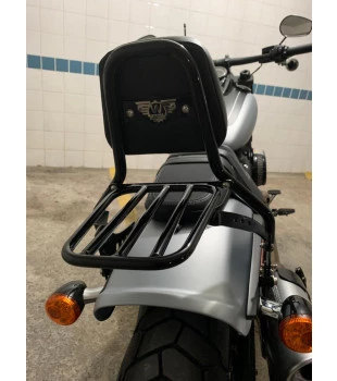 Sissy Bar King Low 16" Destacável para Harley-Davidson Softail Fat Bob com Bagageiro Removivel - Preto
