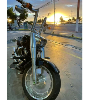 Kit Guidão Diablo Rhino 2” + Cabos Mecânicos sem Acelerador Eletrônico para Harley-Davidson Softail Line - Inox Polido