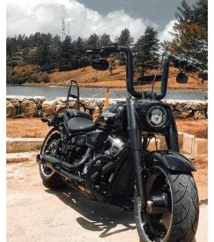 Kit Guidão Ape Classic Rhino 2” + Cabos Mecânicos com Acelerador Eletrônico para Harley-Davidson Softail Line - Preto