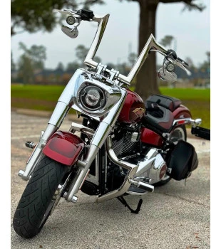 Kit Guidão Mad Dogger Curve Rhino 2” + Cabos Mecânicos sem Acelerador Eletrônico para Harley-Davidson Softail Line - Inox Polido