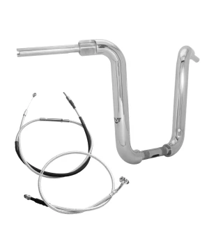 Kit Guidão Ape Classic Rhino 2” + Cabos Mecânicos com Acelerador Eletrônico para Harley-Davidson Softail Line - Inox Polido