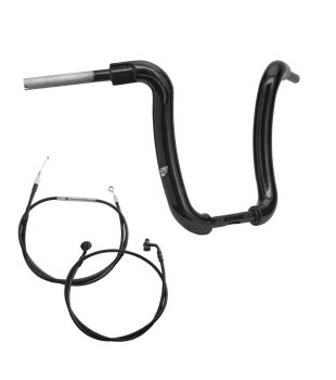 Kit Guidão Ape Curve Rhino 2” + Cabos Mecânicos com Acelerador Eletrônico para Harley-Davidson Softail Line - Preto