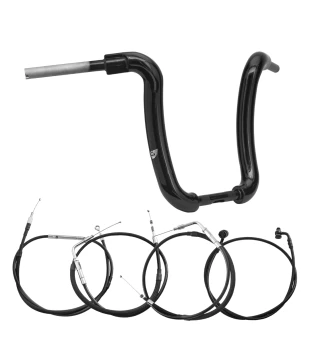 Kit Guidão Ape Curve Rhino 2” + Cabos Mecânicos sem Acelerador Eletrônico para Harley-Davidson Softail Line - Preto