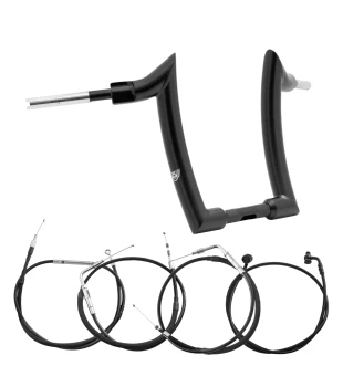 Kit Guidão Diablo Curve Rhino 2” + Cabos Mecânicos sem Acelerador Eletrônico para Harley-Davidson Softail Line - Preto