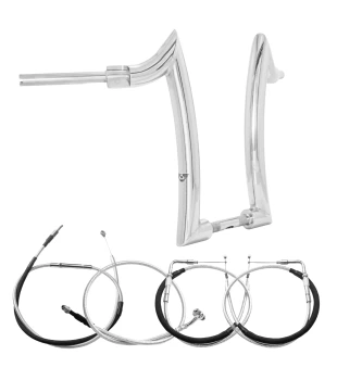 Kit Guidão Diablo Rhino 2” + Cabos Mecânicos sem Acelerador Eletrônico para Harley-Davidson Softail Line - Inox Polido