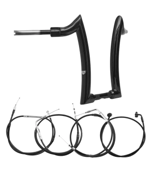 Kit Guidão Diablo Rhino 2” + Cabos Mecânicos sem Acelerador Eletrônico para Harley-Davidson Softail Line - Preto