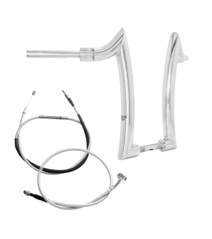 Kit Guidão Diablo Rhino 2” + Cabos Mecânicos com Acelerador Eletrônico para Harley-Davidson Softail Line - Inox Polido