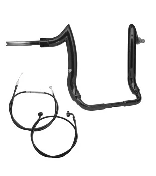 Kit Guidão Front Diablo Rhino 2” + Cabos Mecânicos com Embreagem Mecânica para Harley-Davidson Touring Electra e Street Glide - Preto