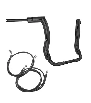 Kit Guidão Front King Rhino 2” + Cabos Mecânicos com Embreagem Hidráulica para Harley-Davidson Touring Electra, Street e Ultra Glide - Preto
