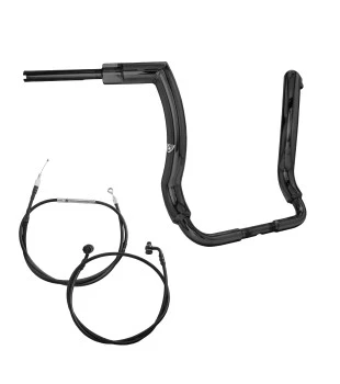 Kit Guidão Front King Rhino 2” + Cabos Mecânicos com Embreagem Mecânica para Harley-Davidson Touring Electra e Street Glide - Preto