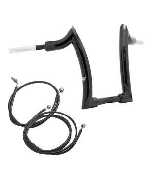 Kit Guidão Front Diablo Rhino 2” + Cabos Mecânicos com Embreagem Hidráulica para Harley-Davidson Touring Road Glide - Preto