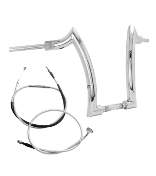 Kit Guidão Front Diablo Rhino 2” + Cabos Mecânicos sem Acelerador Eletrônico para Harley-Davidson Softail Line - Inox Polido