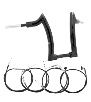 Kit Guidão Front Diablo Rhino 2” + Cabos Mecânicos sem Acelerador Eletrônico para Harley-Davidson Softail Line - Preto