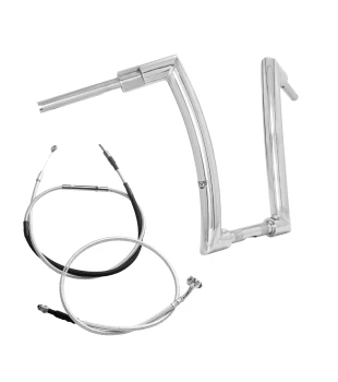 Kit Guidão Front King Rhino 2” + Cabos Mecânicos com Acelerador Eletrônico para Harley-Davidson Softail Line - Inox Polido