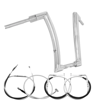 Kit Guidão Front King Quinado Rhino 2” + Cabos Mecânicos sem Acelerador Eletrônico para Harley-Davidson Softail Line - Inox Polido