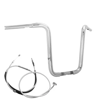 Kit Rider para Harley-Davidson Touring Road King com Embreagem Mecânica: Guidão Ape Hanger Robust 1.1/4" + Cabos  - Inox Polido