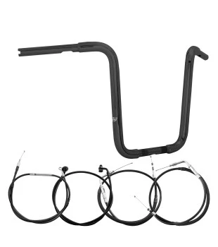Kit Rider para Harley-Davidson Softail sem Acelerador Eletrônico: Guidão Ape Hanger Robust 1.1/4" + Cabos - Preto