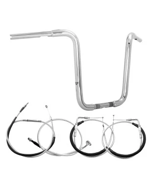Kit Rider para Harley-Davidson Softail sem Acelerador Eletrônico: Guidão Ape Hanger Robust 1.1/4" + Cabos - Inox Polido
