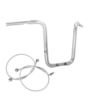 Kit Rider para Harley-Davidson Touring Road King com Embreagem Hidráulica: Guidão Ape Hanger Robust 1.1/4" + Cabos - Inox Polido