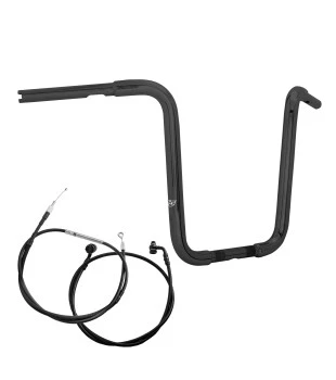 Kit Rider para Harley-Davidson Touring Road King com Embreagem Mecânica: Guidão Ape Hanger Robust 1.1/4" + Cabos - Preto