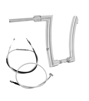 Kit Guidão King Curve Rhino 2” + Cabos Mecânicos com Acelerador Eletrônico para Harley-Davidson Softail Line - Inox Polido