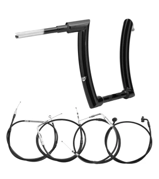 Kit Guidão King Curve Rhino 2” + Cabos Mecânicos sem Acelerador Eletrônico para Harley-Davidson Softail Line - Preto