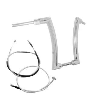 Kit Guidão King Rhino 2” + Cabos Mecânicos com Acelerador Eletrônico para Harley-Davidson Softail Line - Inox Polido