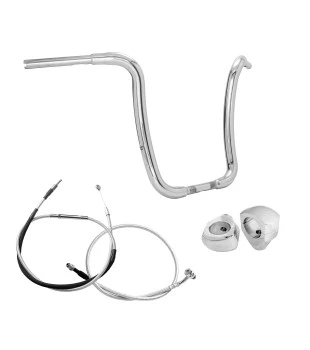 Kit Chicana Style para Harley-Davidson Softail com Guidão Ape Curve Brutale 1.1/2" Inox + Riser + Cabos com Acelerador Eletrônico