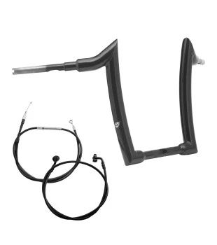 Kit Guidão Diablo Curve Rhino 2” + Cabos Mecânicos com Acelerador Eletrônico para Harley-Davidson Softail Line - Preto
