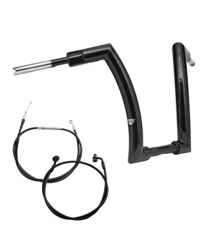 Kit Guidão Front King Rhino 2” + Cabos Mecânicos com Acelerador Eletrônico para Harley-Davidson Softail Line - Preto