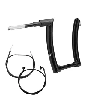 Kit Guidão King Curve Rhino 2” + Cabos Mecânicos com Acelerador Eletrônico para Harley-Davidson Softail Line - Preto