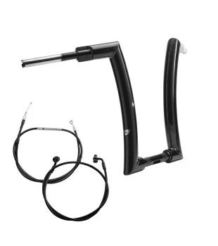 Kit Guidão King Rhino 2” + Cabos Mecânicos com Embreagem Mecânica para Harley-Davidson Touring Road Glide - Preto