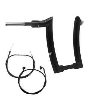 Kit Guidão Mad Dogger Curve Rhino 2” + Cabos Mecânicos com Embreagem Mecânica para Harley-Davidson Touring Road King - Preto