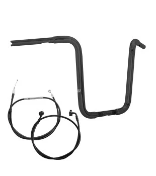Kit Rider para Harley-Davidson Softail com Acelerador Eletrônico: Guidão Ape Hanger Robust 1.1/4" + Cabos - Preto