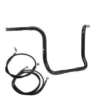 Kit Rider para Harley-Davidson Touring com Embreagem Hidráulica: Guidão Ape Hanger Robust 1.1/4" + Cabos - Preto